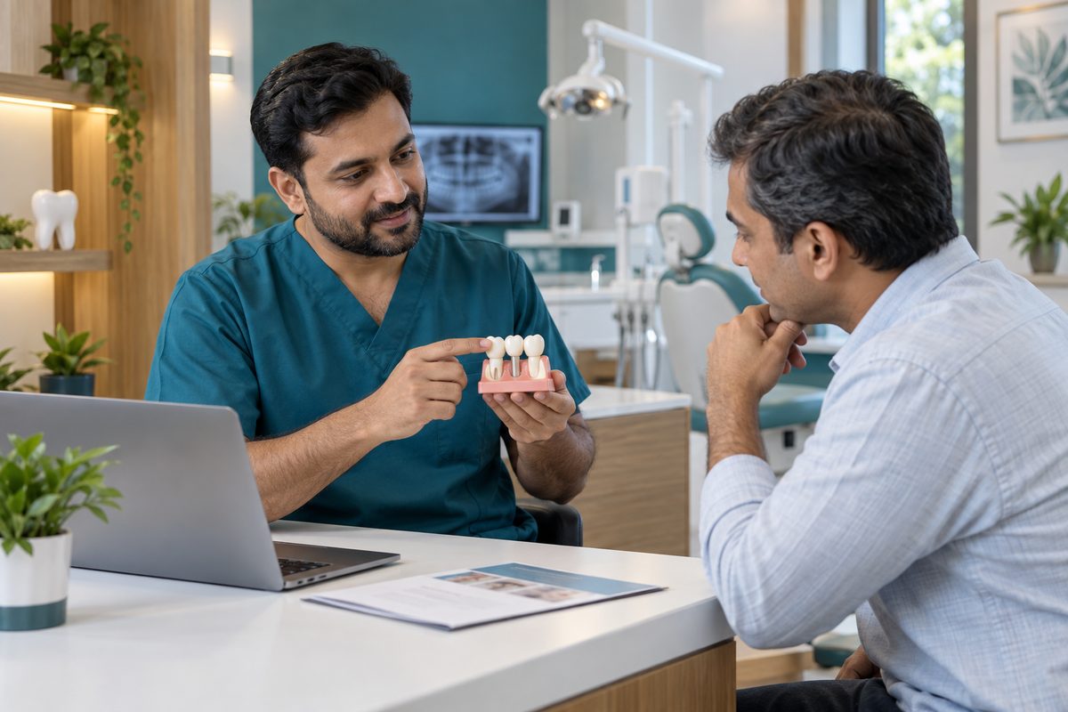 dental bridge model used to explain bridge cost in Lucknow