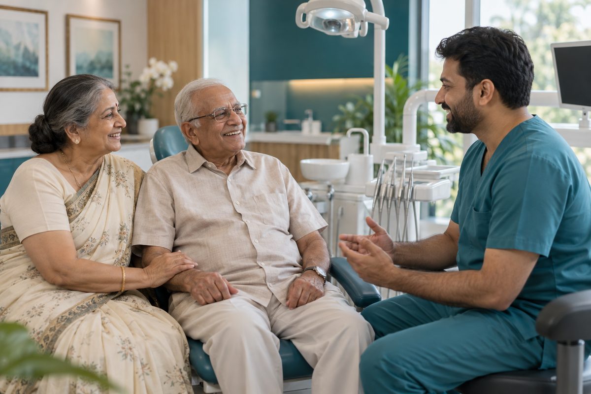 senior couple at a dental check-up in Lucknow