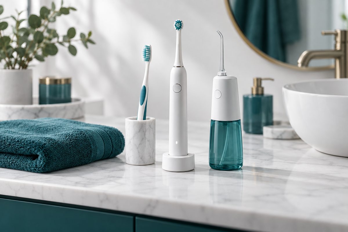 electric toothbrush, manual toothbrush and water flosser compared