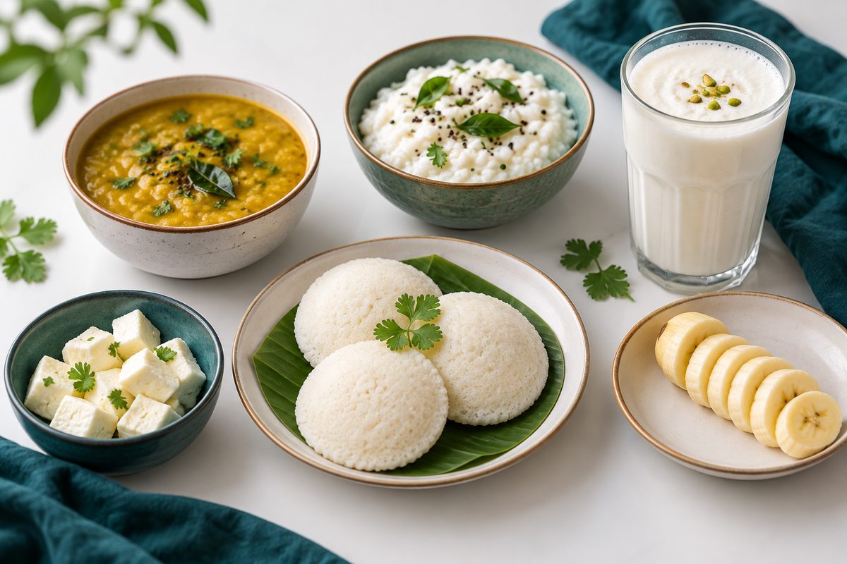 braces-friendly Indian foods on a table