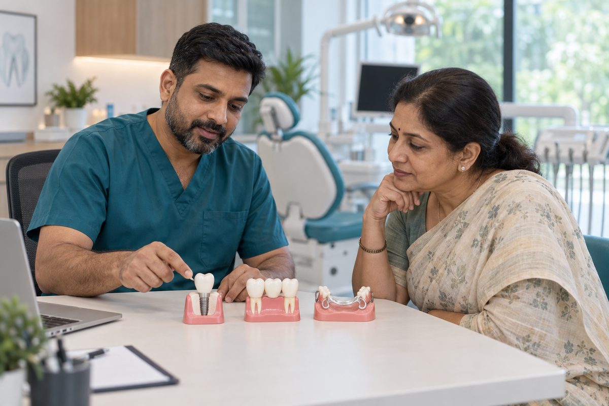 dental implant vs bridge vs denture in Lucknow