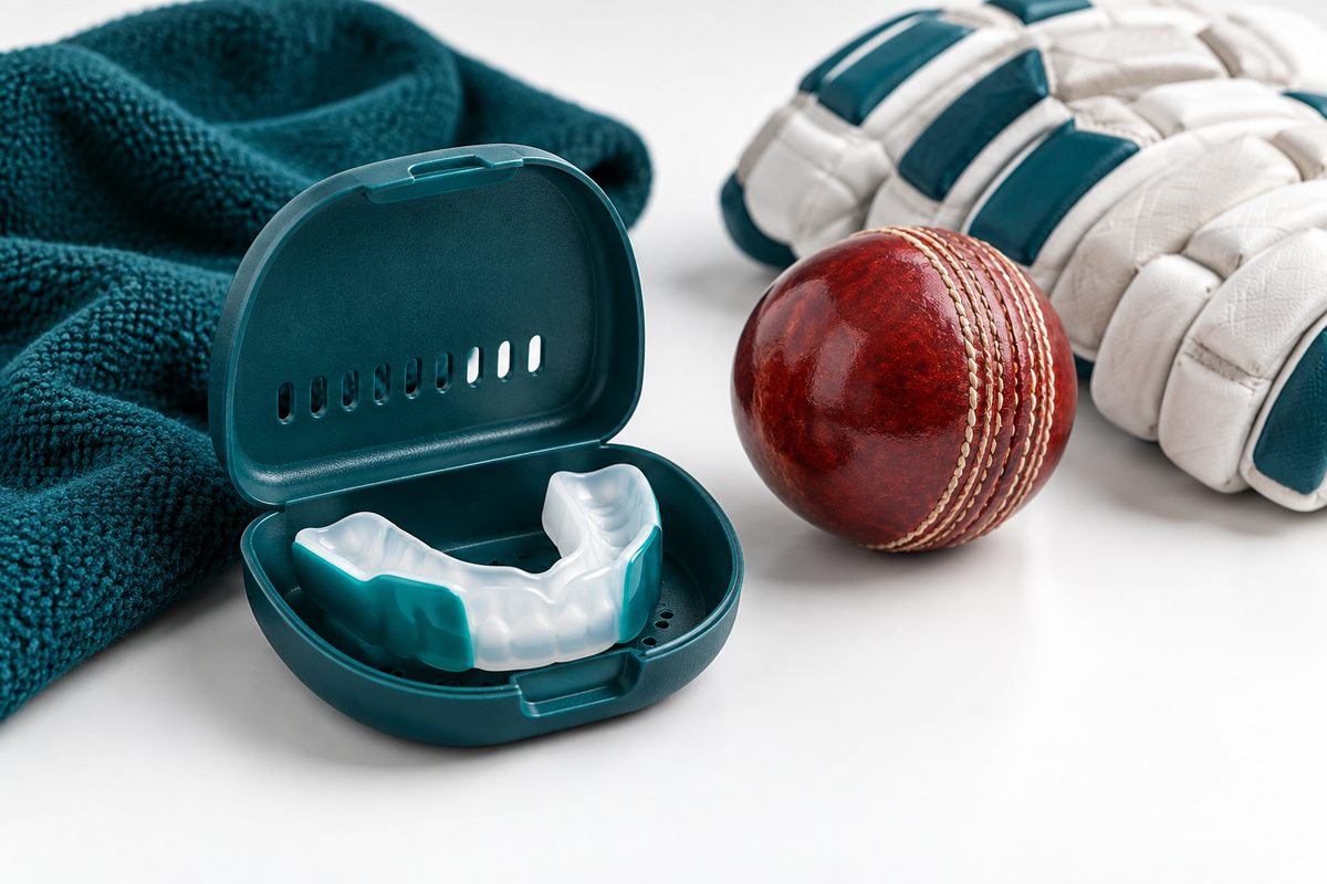 custom sports mouthguard with cricket gear